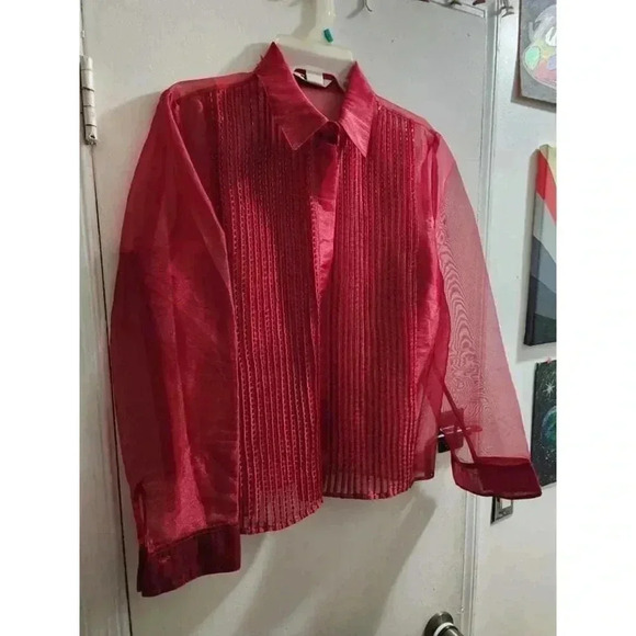🤑5 for $25  
🤑Vintage red mesh button down - Picture 2 of 3